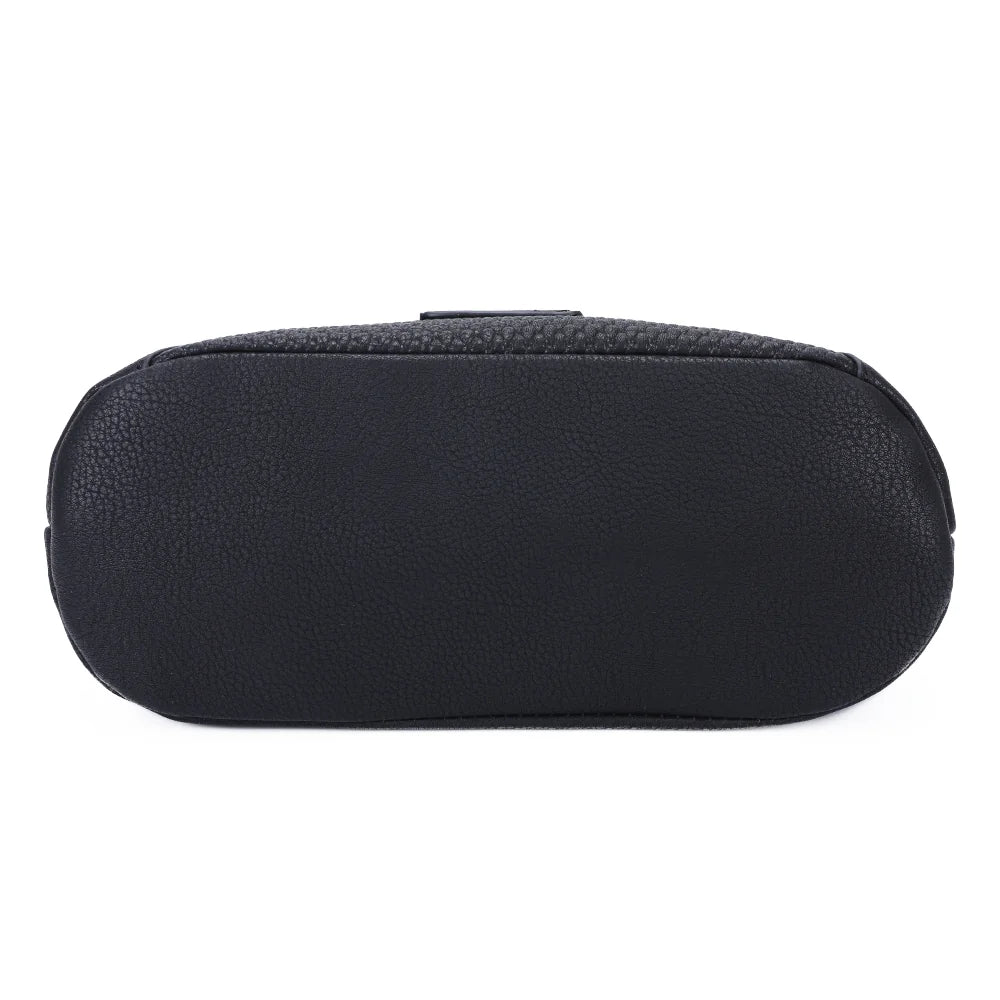 Dessous du sac Marceau noir, silhouette arrondie en simili cuir grainé vegan – réf. M-9263-5