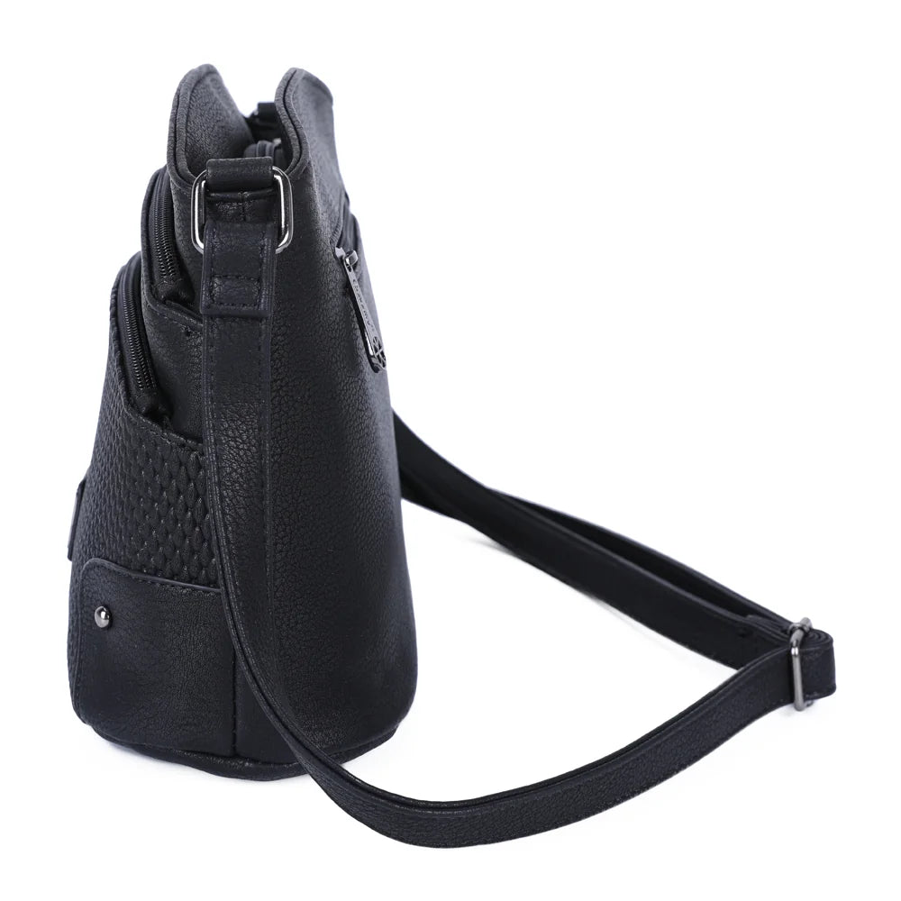 Profil du Marceau noir : volume compact de 12 cm de profondeur et bandoulière réglable – réf. M-9263-5