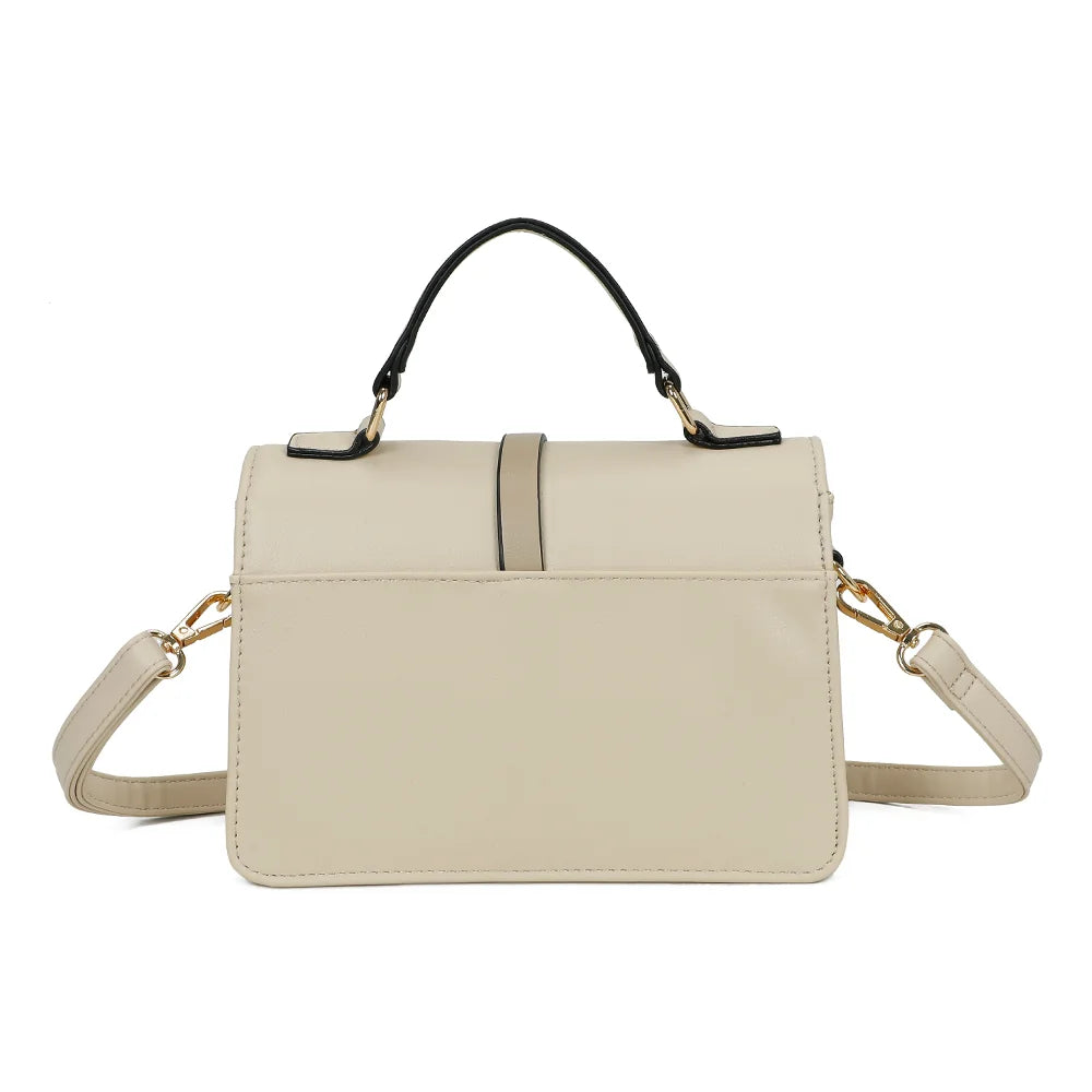Dos du sac Marina beige/taupe, une ligne nette et une structure semi-rigide qui garde bien sa forme – réf. C-0160-1