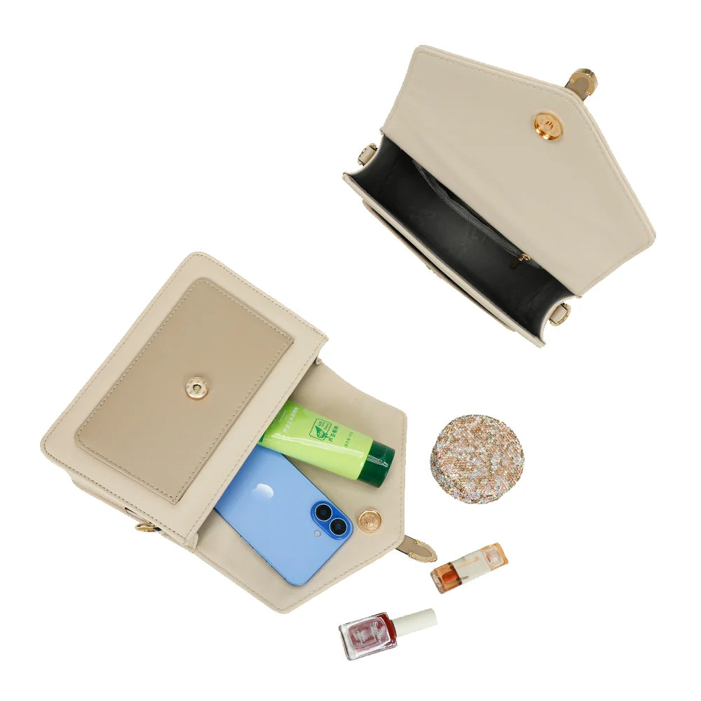 Intérieur du Marina beige/taupe : compartiment principal et poche zippée pour ranger les petits objets – réf. C-0160-1