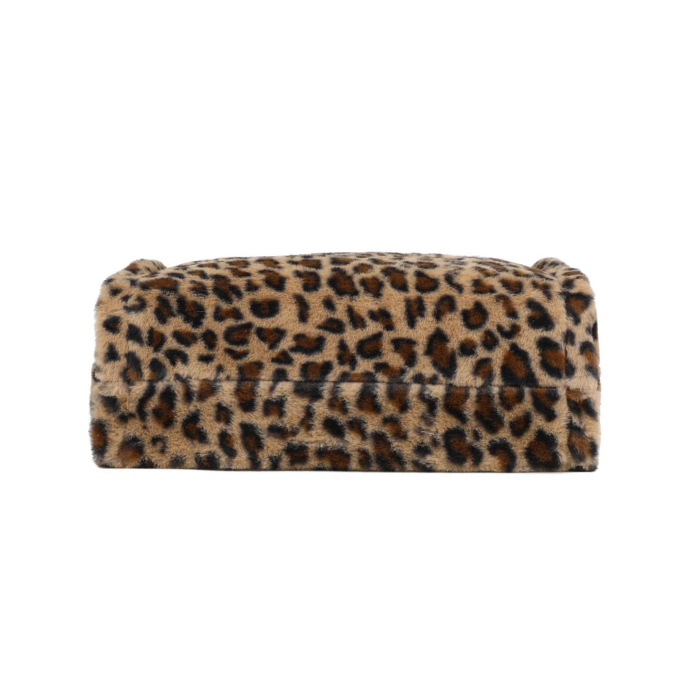 Dessous du cabas Mélya d.leopard en fausse fourrure, vu d’en bas – réf. DG-5802