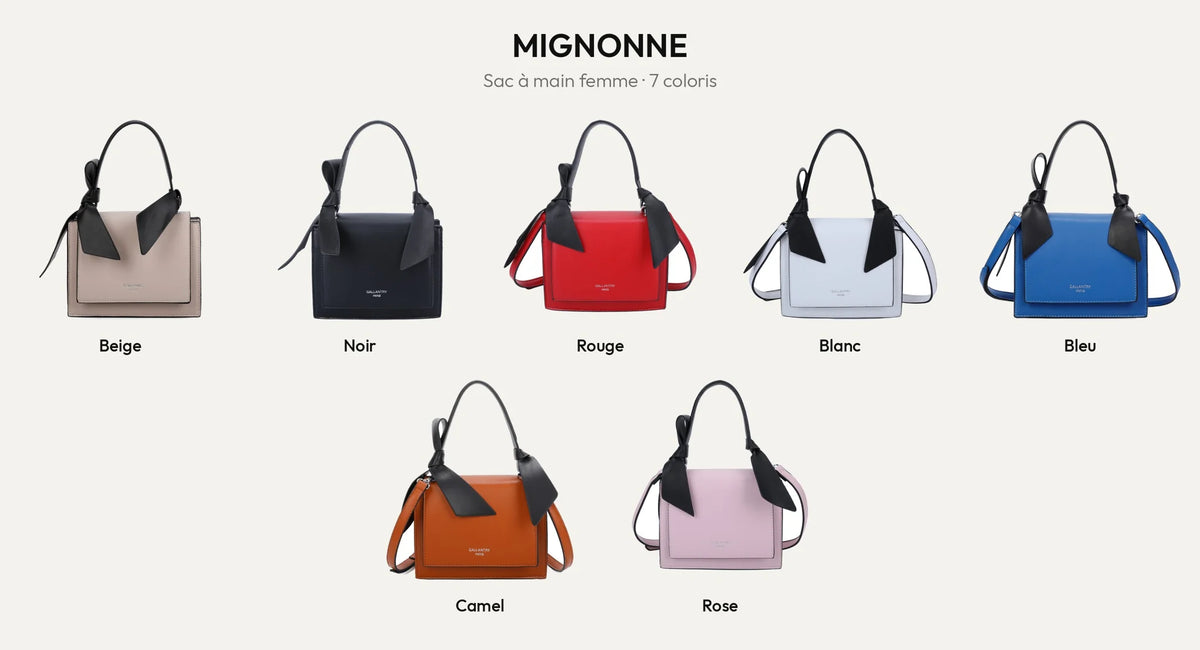 Le sac à main Mignonne à nœuds noirs dans ses 7 coloris – Gallantry Paris – réf. R-1551