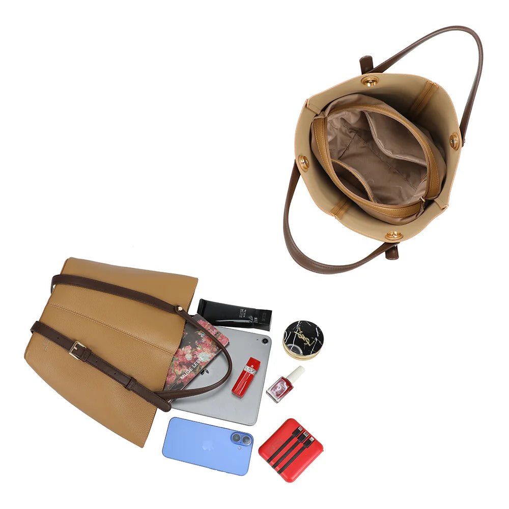 Intérieur du Milan Élégance kaki : compartiment zippé, poche et place pour une tablette – réf. G-7508