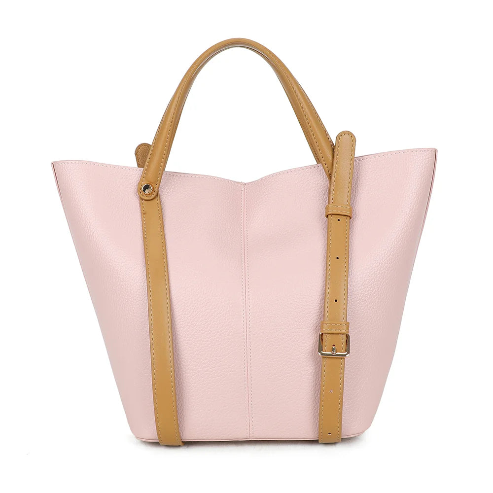 Dos du Milan Élégance rose, simili cuir grainé et sangle contrastée qui encadre le sac – réf. G-7508