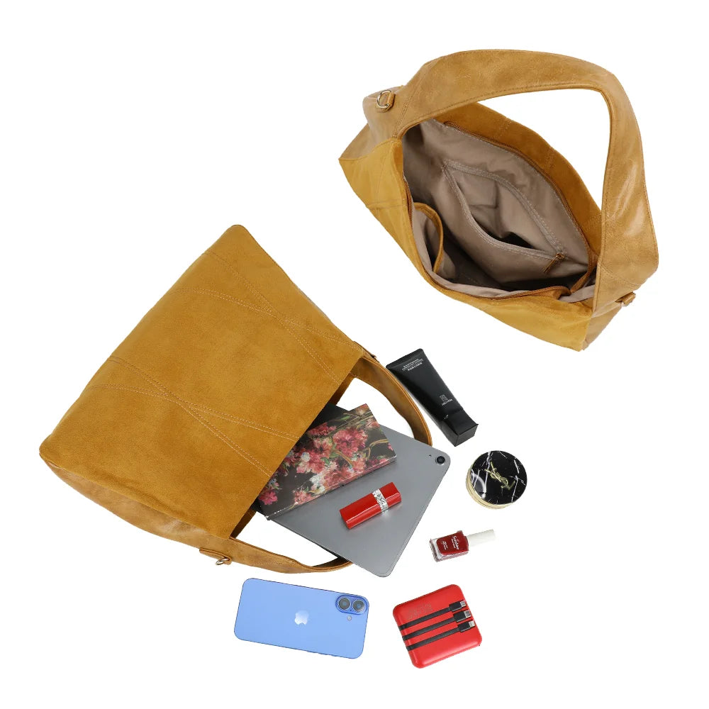 Intérieur du Milano marron : grand compartiment, poche zippée et poches plaquées pour téléphone – réf. HS-43002