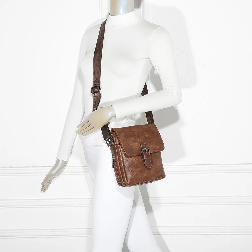 Milo marron porté en bandoulière croisée, sac homme compact pour les mains libres – réf. Z-83073