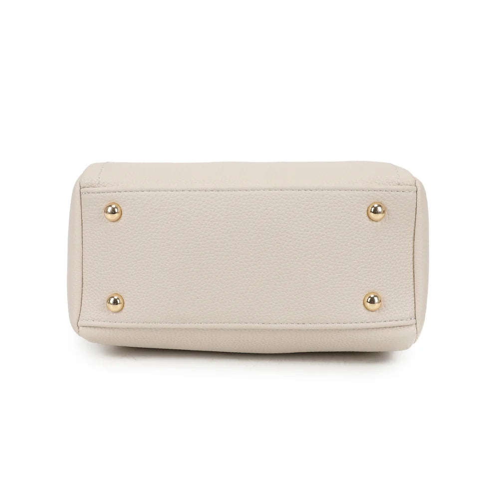 Dessous du Mini Boston Élégance beige, fond structuré en simili cuir grainé – réf. KJ-62060