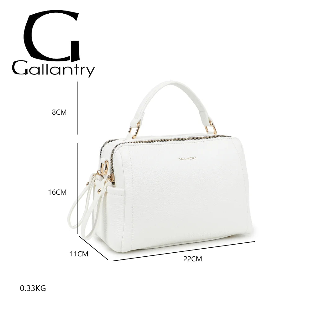 Dimensions du Mini Boston Élégance blanc : 22 × 11 × 16 cm, poignée de 8 cm, poids 0,33 kg – réf. KJ-62060