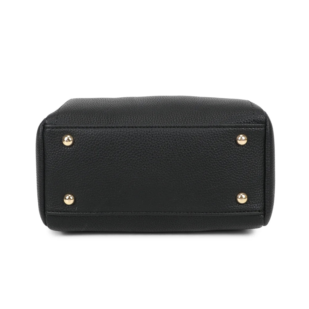 Dessous du Mini Boston Élégance noir, fond structuré en simili cuir grainé – réf. KJ-62060