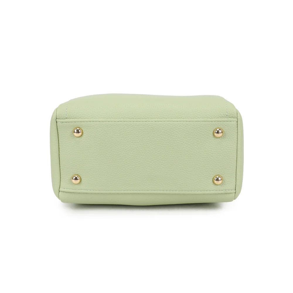 Dessous du Mini Boston Élégance vert clair, fond structuré en simili cuir grainé – réf. KJ-62060