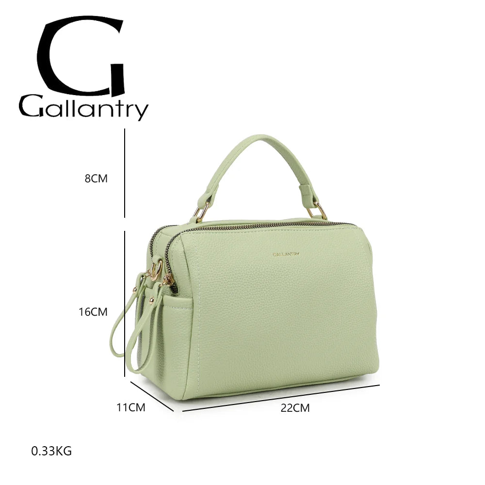 Dimensions du Mini Boston Élégance vert clair : 22 × 11 × 16 cm, poignée de 8 cm, poids 0,33 kg – réf. KJ-62060