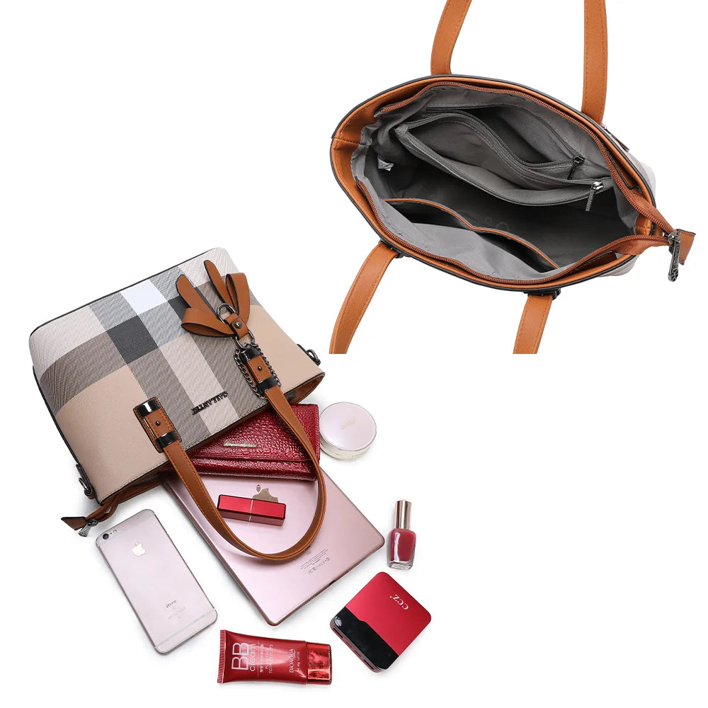 Intérieur du Mini Jolie taupe/brown : fermeture éclair, doublure synthétique et poches intérieures zippées – réf. M-9329-6
