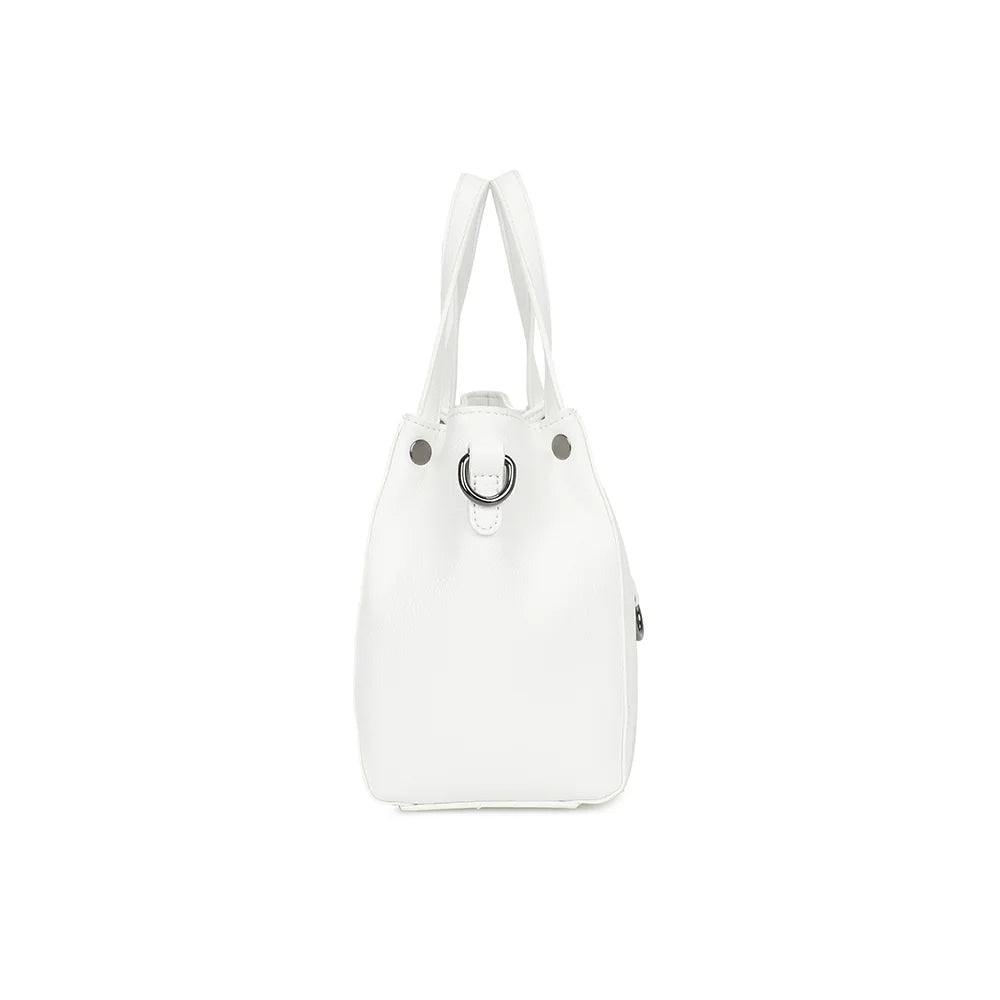 Profil du Mini Léna blanc : 12 cm de profondeur et anneau latéral pour la bandoulière amovible – réf. R-1692-2