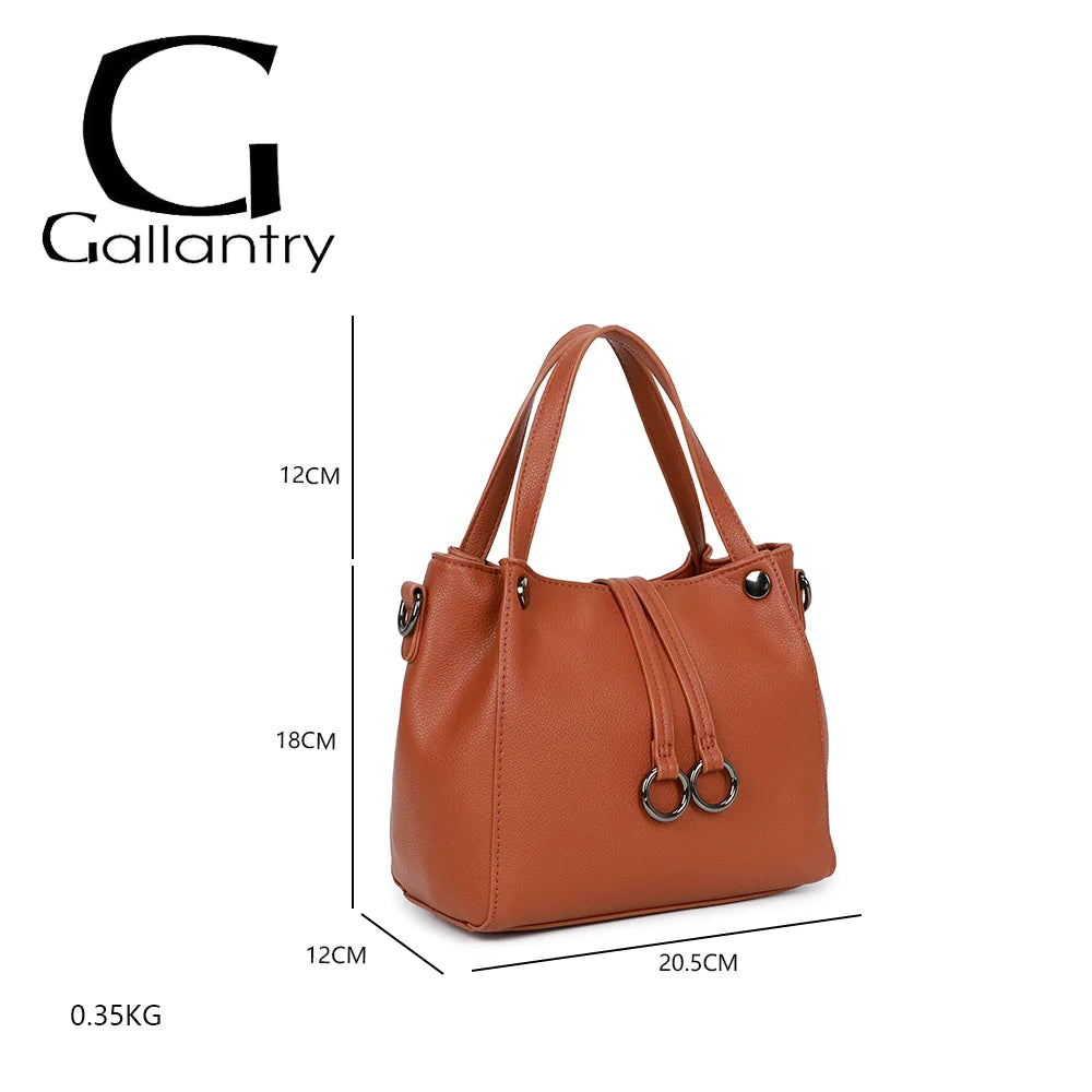 Dimensions du Mini Léna camel : 20,5 × 12 × 18 cm, poignées de 12 cm, poids de 0,35 kg – réf. R-1692-2