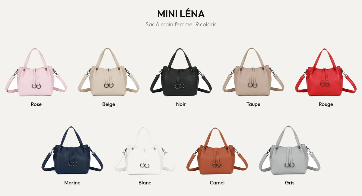 Le sac à main Mini Léna de Gallantry en 9 coloris, en simili cuir grainé avec anneaux métalliques – Gallantry Paris – réf. R-1692-2