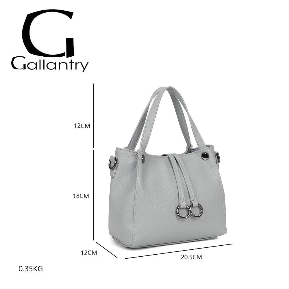 Dimensions du Mini Léna gris : 20,5 × 12 × 18 cm, poignées de 12 cm, poids de 0,35 kg – réf. R-1692-2