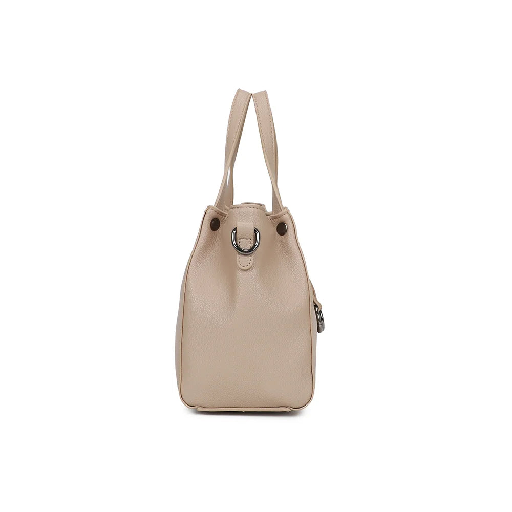 Profil du Mini Léna taupe : 12 cm de profondeur et anneau latéral pour la bandoulière amovible – réf. R-1692-2