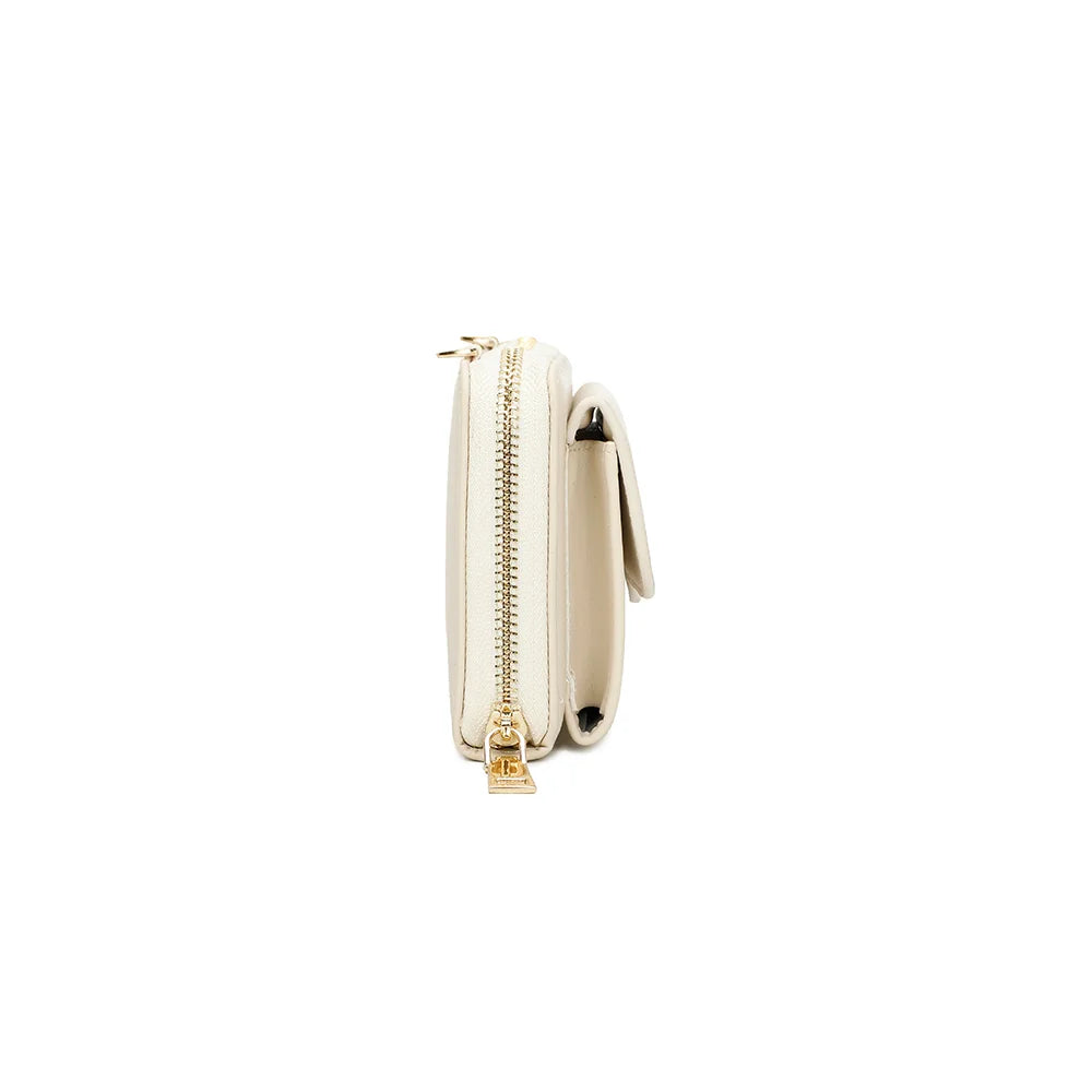 Profil de la Miniature beige : format fin de 4 cm et zip doré qui fait le tour du sac – réf. SF-69008