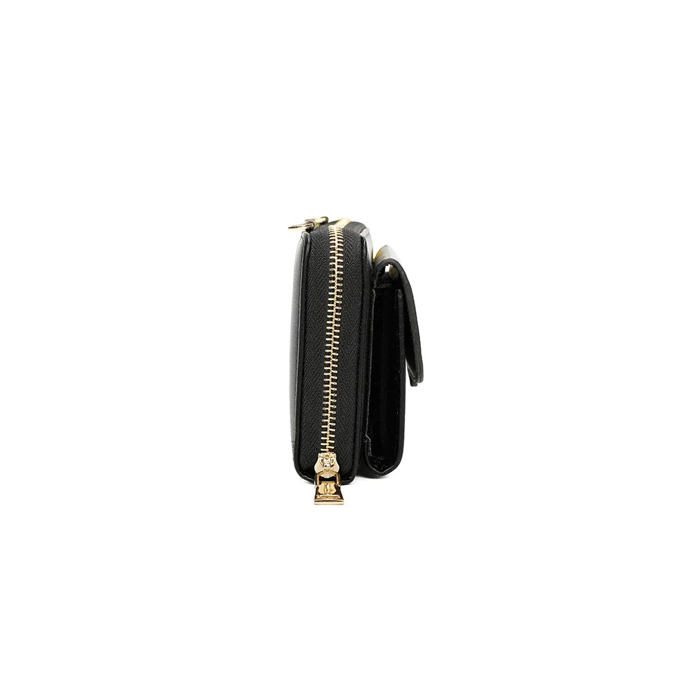 Profil de la Miniature noir : format fin de 4 cm et zip doré qui fait le tour du sac – réf. SF-69008