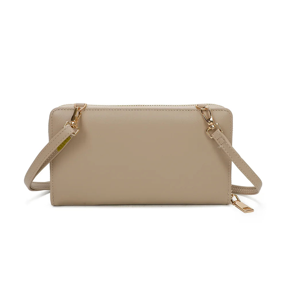 Dos de la Miniature taupe, silhouette compacte et fine pensée pour le port en bandoulière – réf. SF-69008