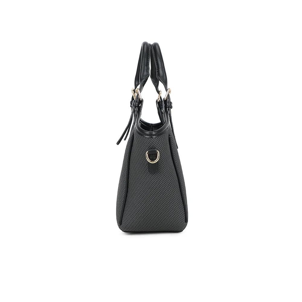 Minimal Riviera noir de profil : anneau latéral doré pour accrocher la bandoulière amovible – réf. DQ-8724