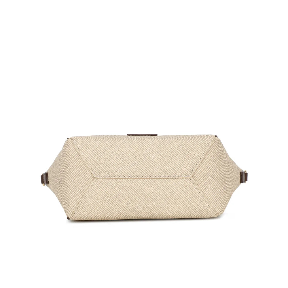 Dessous du Minimal Riviera taupe/coffee, avec le jeu de liserés contrastés de la toile texturée – réf. DQ-8724