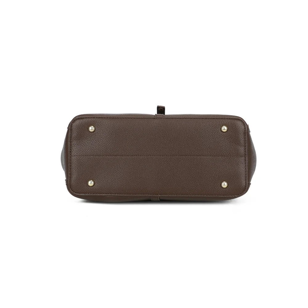 Dessous du Mirage café : base en simili cuir grainé assortie au reste du sac à main – réf. DG-5814