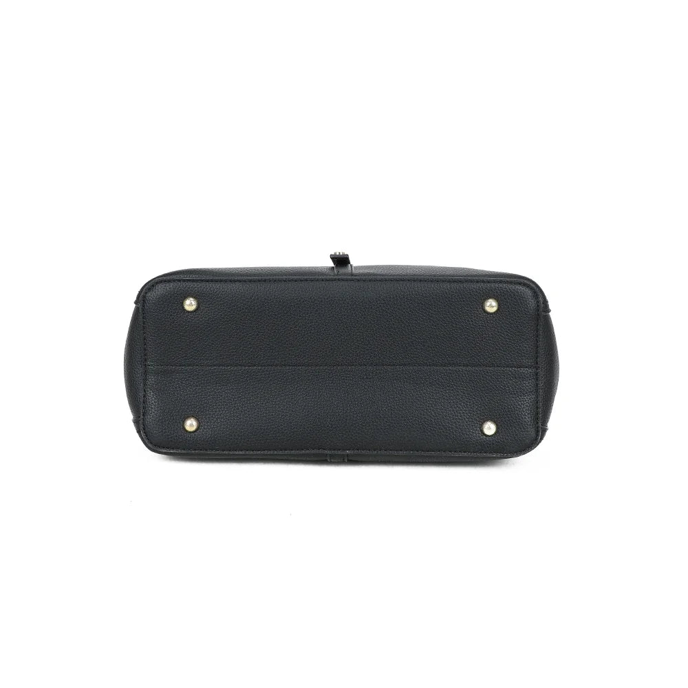 Dessous du Mirage noir : base en simili cuir grainé assortie au reste du sac à main – réf. DG-5814