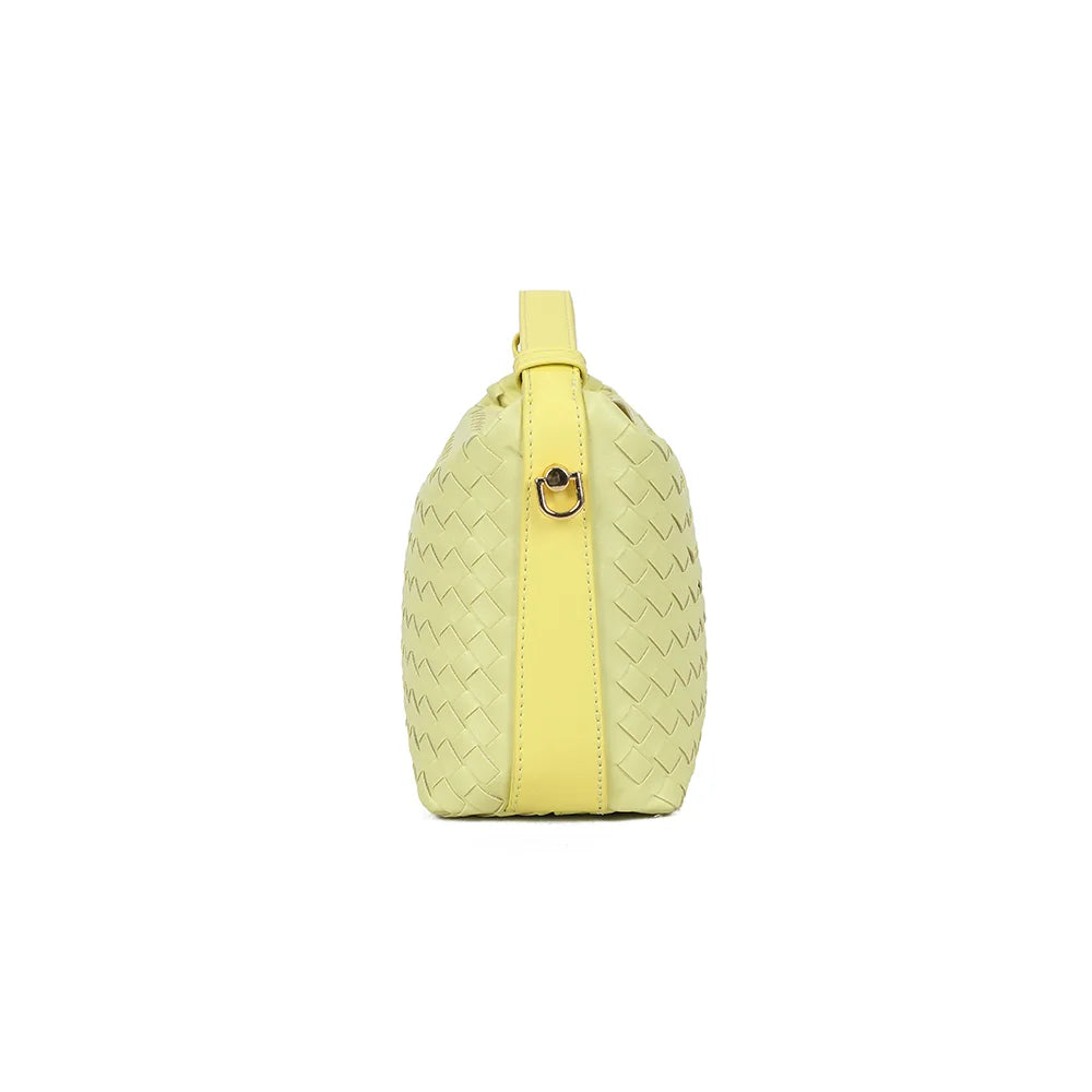 Profil du Mirena jaune : côtés lisses et anneau doré pour accrocher la bandoulière amovible – réf. DG-5811