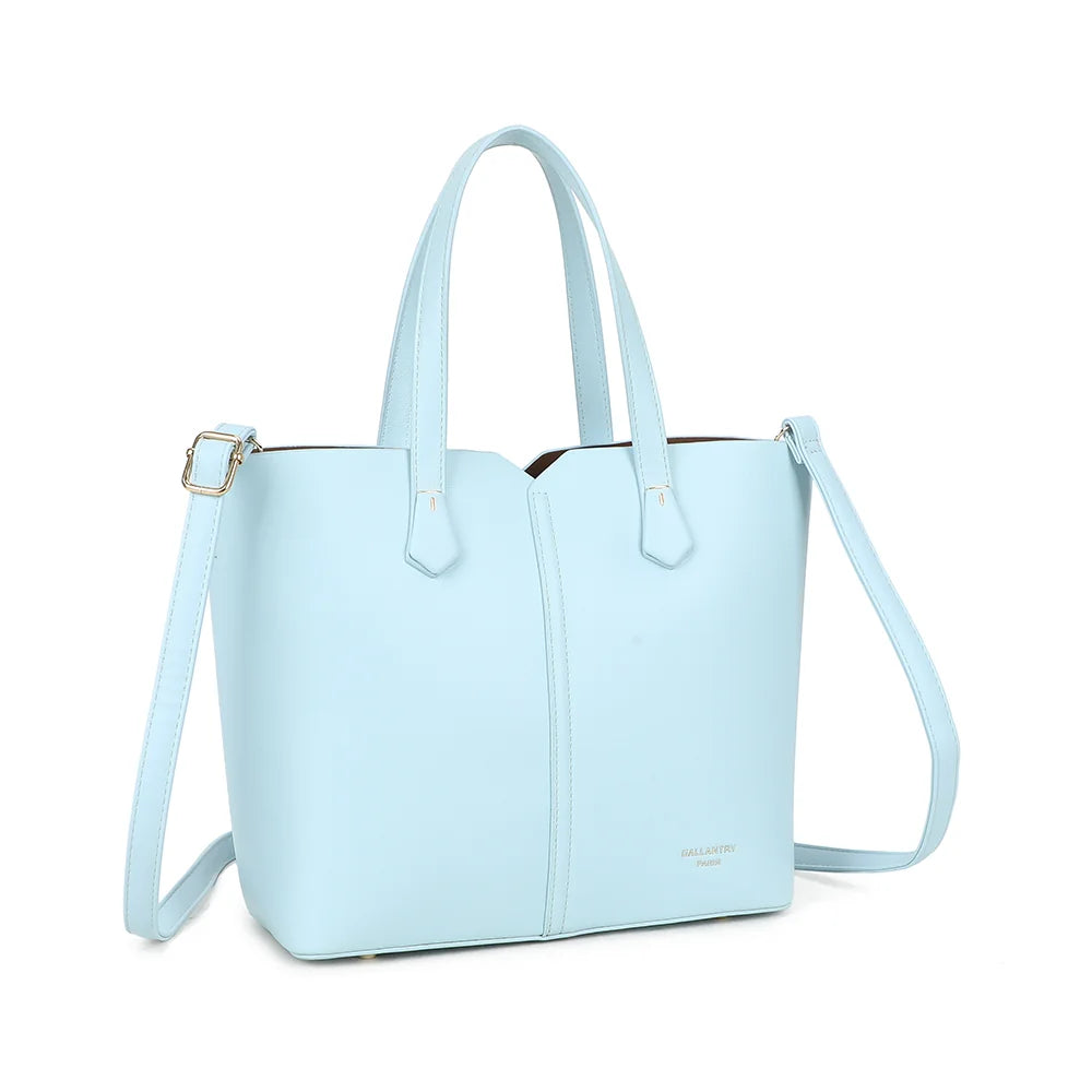 Modern Lady bleu clair vu de trois quarts : silhouette structurée et couture verticale centrale – réf. DQ-8725