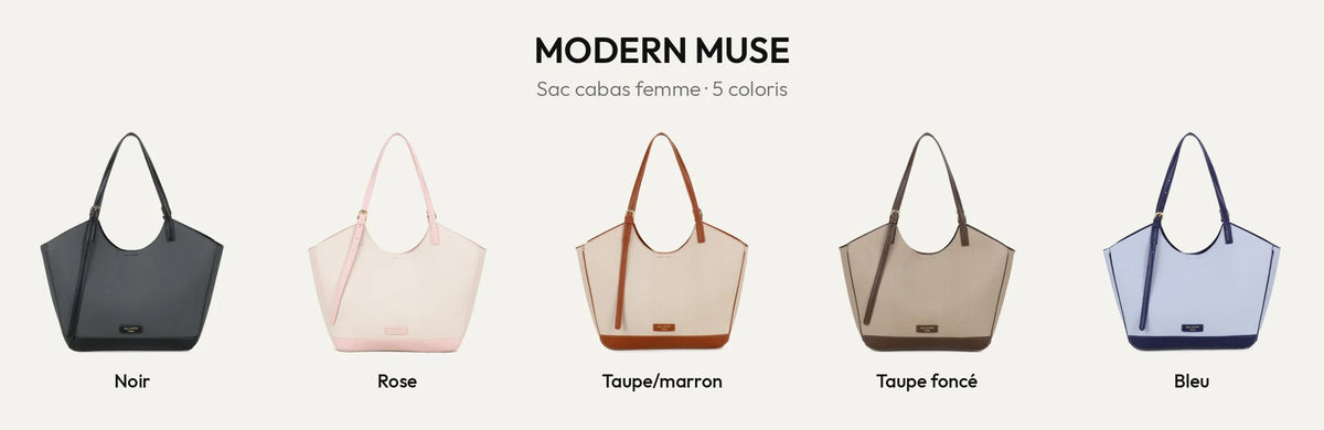 Sac cabas femme Modern Muse en toile texturée, 5 coloris – Gallantry Paris – réf. A-9148