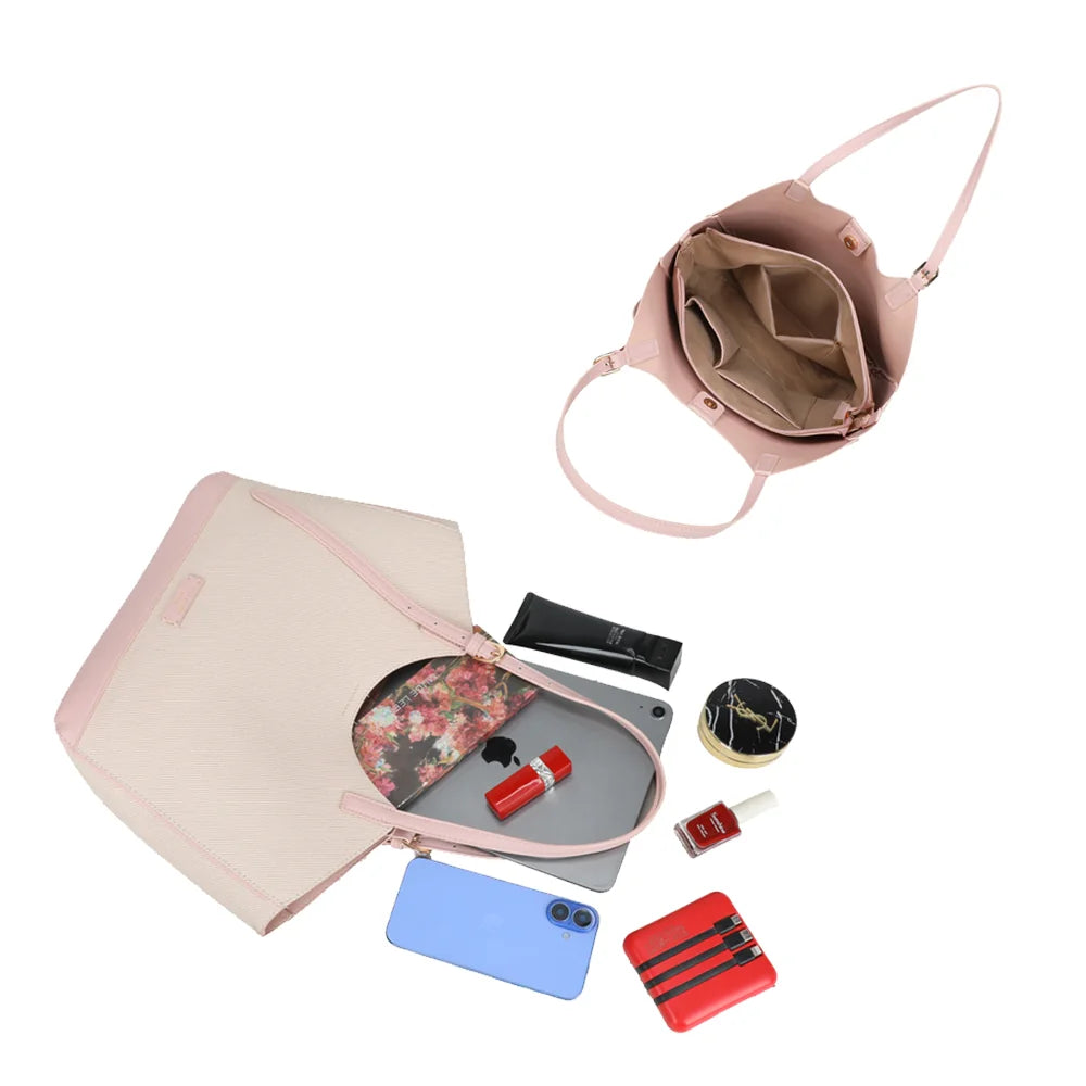 Intérieur du Modern Muse rose : poches plaquées et place pour une tablette – réf. A-9148