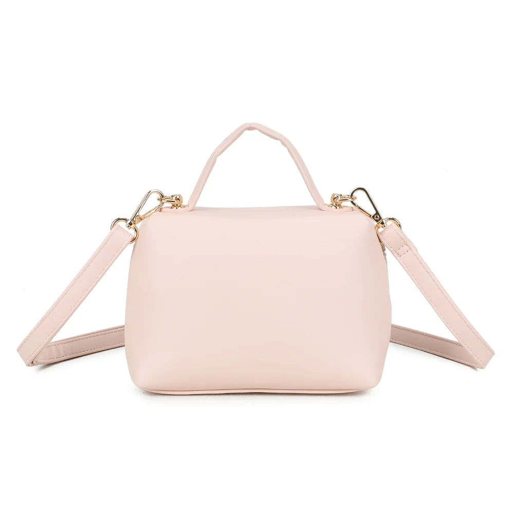 Dos du Moka beige/rose, empiècements d’angle en synthétique lisse et lignes structurées – réf. KJ-62091