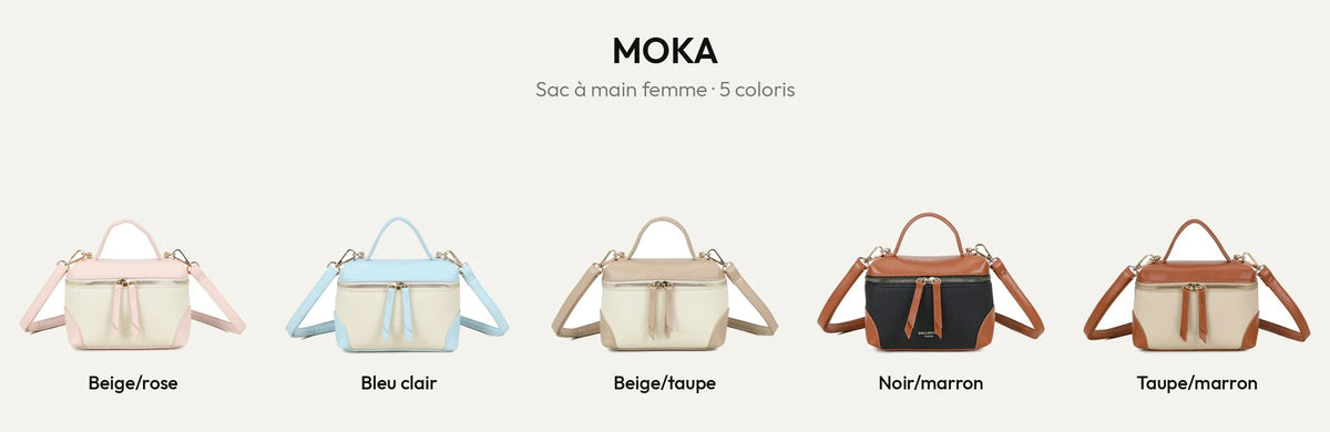 Sac à main femme Moka dans ses 5 coloris bicolores – Gallantry Paris – réf. KJ-62091