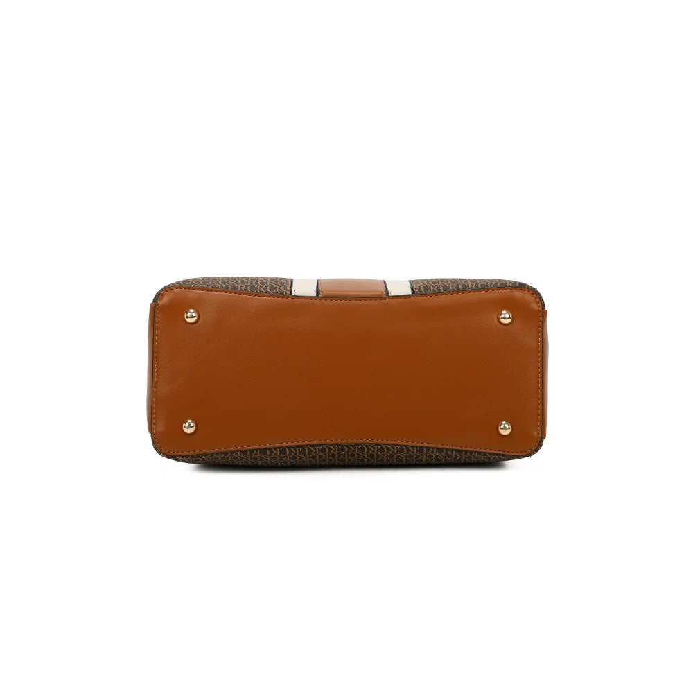 Vue du dessous du Monogram Chic marron/beige, silhouette structurée aux lignes nettes et équilibrées – réf. DQ-8605-2
