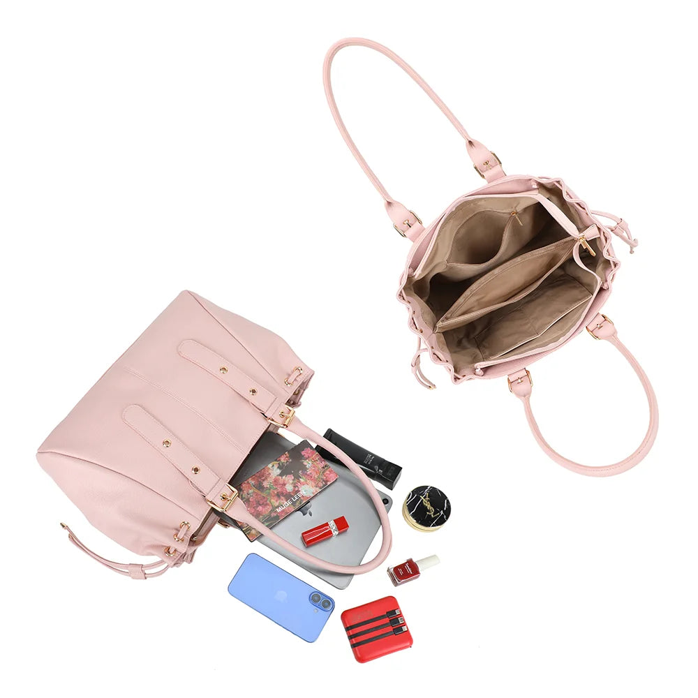 Intérieur du Montclair Élégance rose : plusieurs compartiments et une poche zippée pour vos essentiels – réf. R-62080-1B