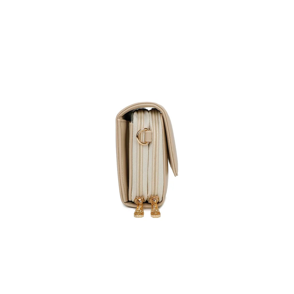 Profil de la Naélys beige : format compact et fermetures zippées sur le côté – réf. SF-69025