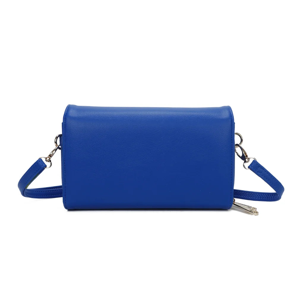 Dos de la pochette Naélys bleu, synthétique lisse aux lignes épurées – réf. SF-69025