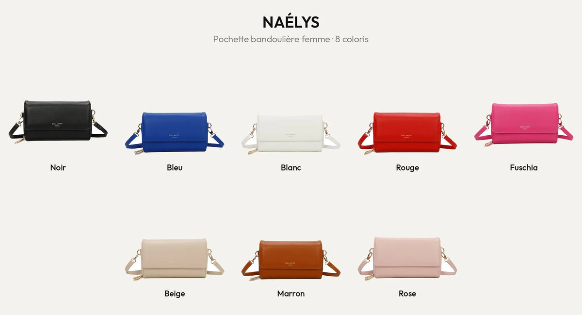 Pochette bandoulière femme Naélys en 8 coloris – Gallantry Paris – réf. SF-69025
