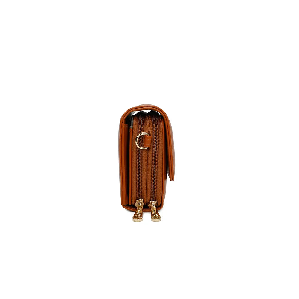 Profil de la Naélys marron : format compact et fermetures zippées sur le côté – réf. SF-69025