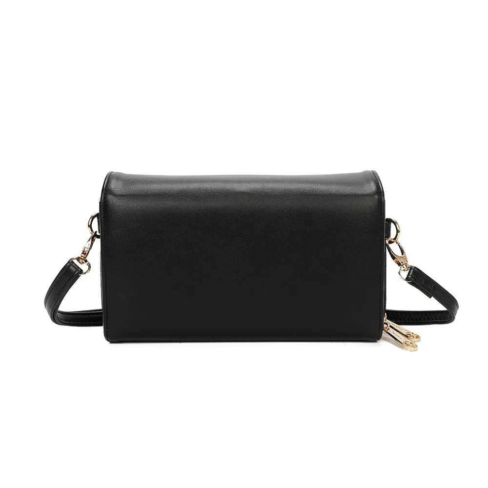 Dos de la pochette Naélys noir, synthétique lisse aux lignes épurées – réf. SF-69025