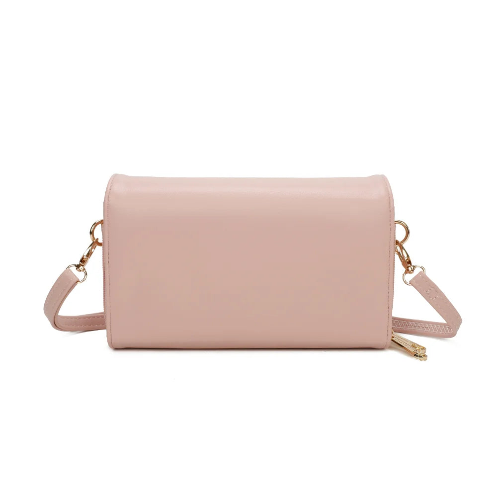 Dos de la pochette Naélys rose, synthétique lisse aux lignes épurées – réf. SF-69025