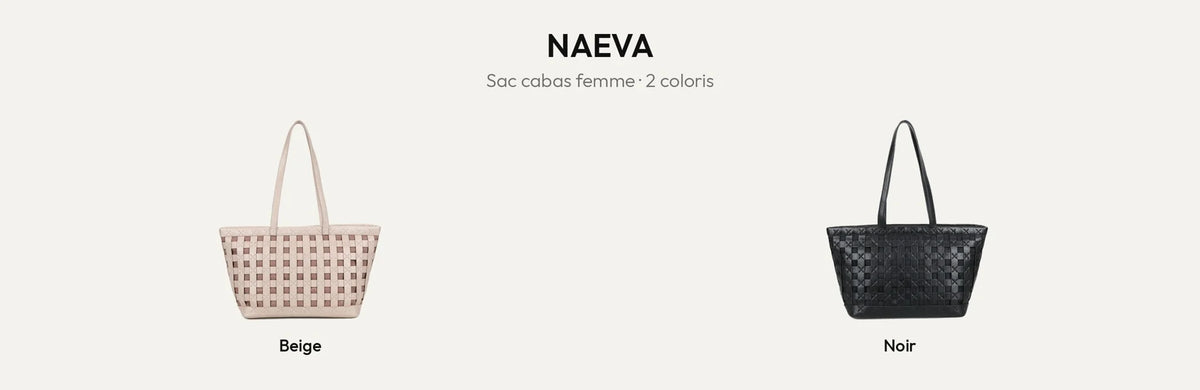 Sac cabas tressé Naeva en coloris Beige et Noir – Gallantry Paris – réf. A-9164
