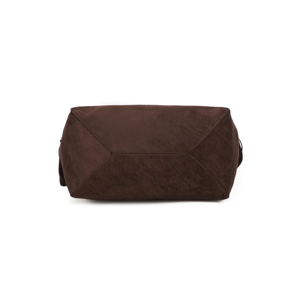 Dessous du cabas Nalya café : base renforcée pour une meilleure tenue du sac au quotidien – réf. M-9452