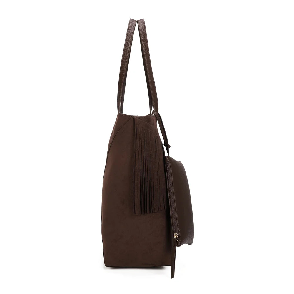 Profil du cabas Nalya café : 18 cm de profondeur pour un format A4 facile à remplir – réf. M-9452