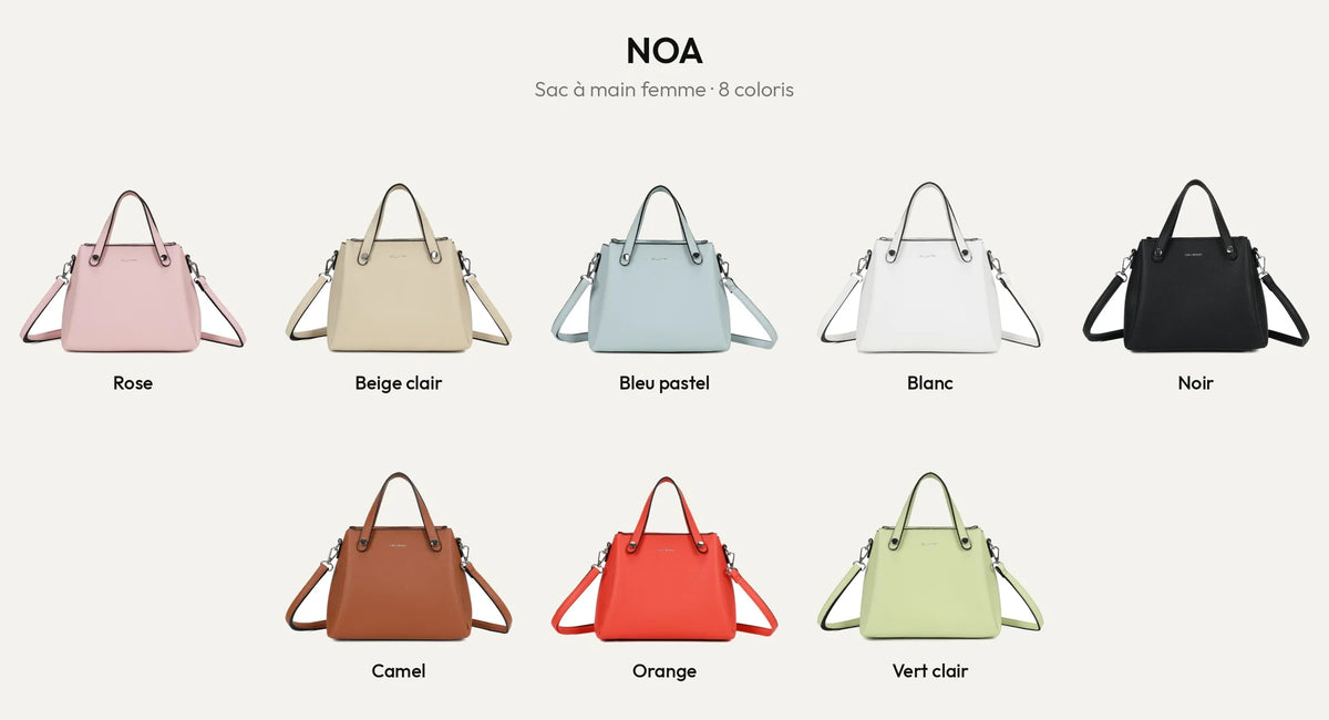 Sac à main Noa en simili cuir grainé, 8 coloris – Gallantry Paris – réf. DQ-8700