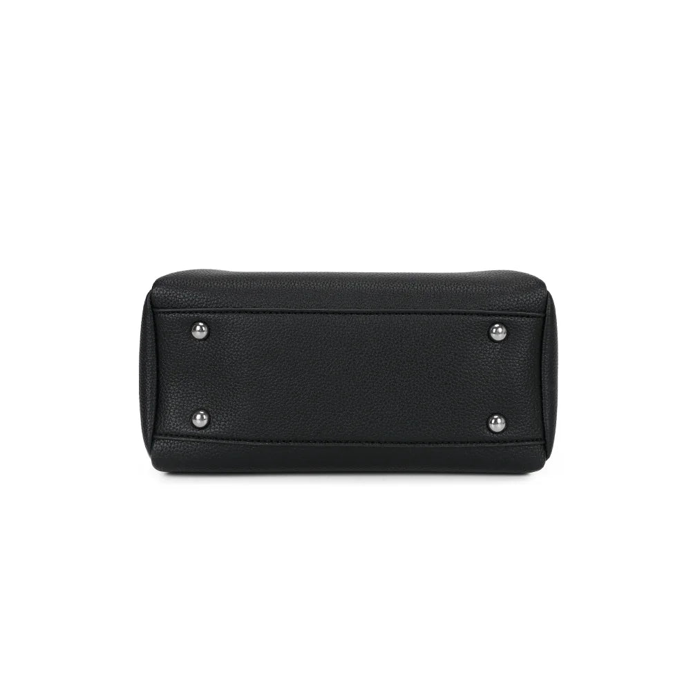 Dessous du Noa noir, simili cuir grainé et silhouette trapèze vue d’en bas – réf. DQ-8700