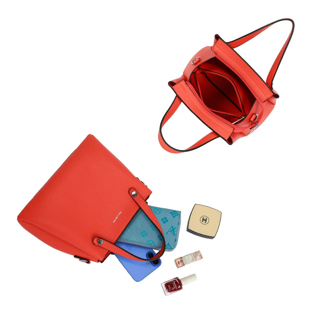 Intérieur du Noa orange : compartiment zippé avec poche zippée intégrée, téléphone et portefeuille – réf. DQ-8700