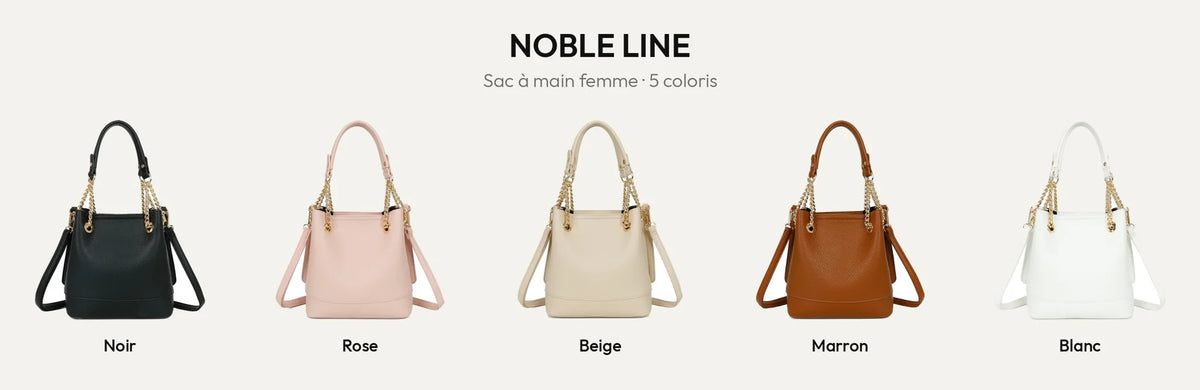 Sac à main Noble Line en 5 coloris : noir, rose, beige, marron et blanc – Gallantry Paris – réf. DQ-8692-1