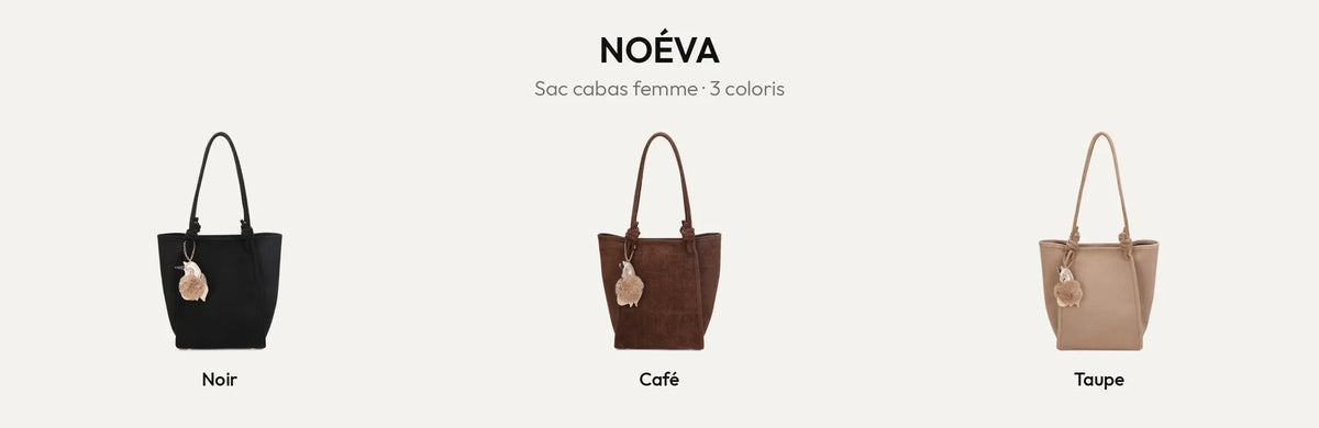 Sac cabas femme Noéva en coloris Noir, Coffee et Taupe – Gallantry Paris – réf. M-9455